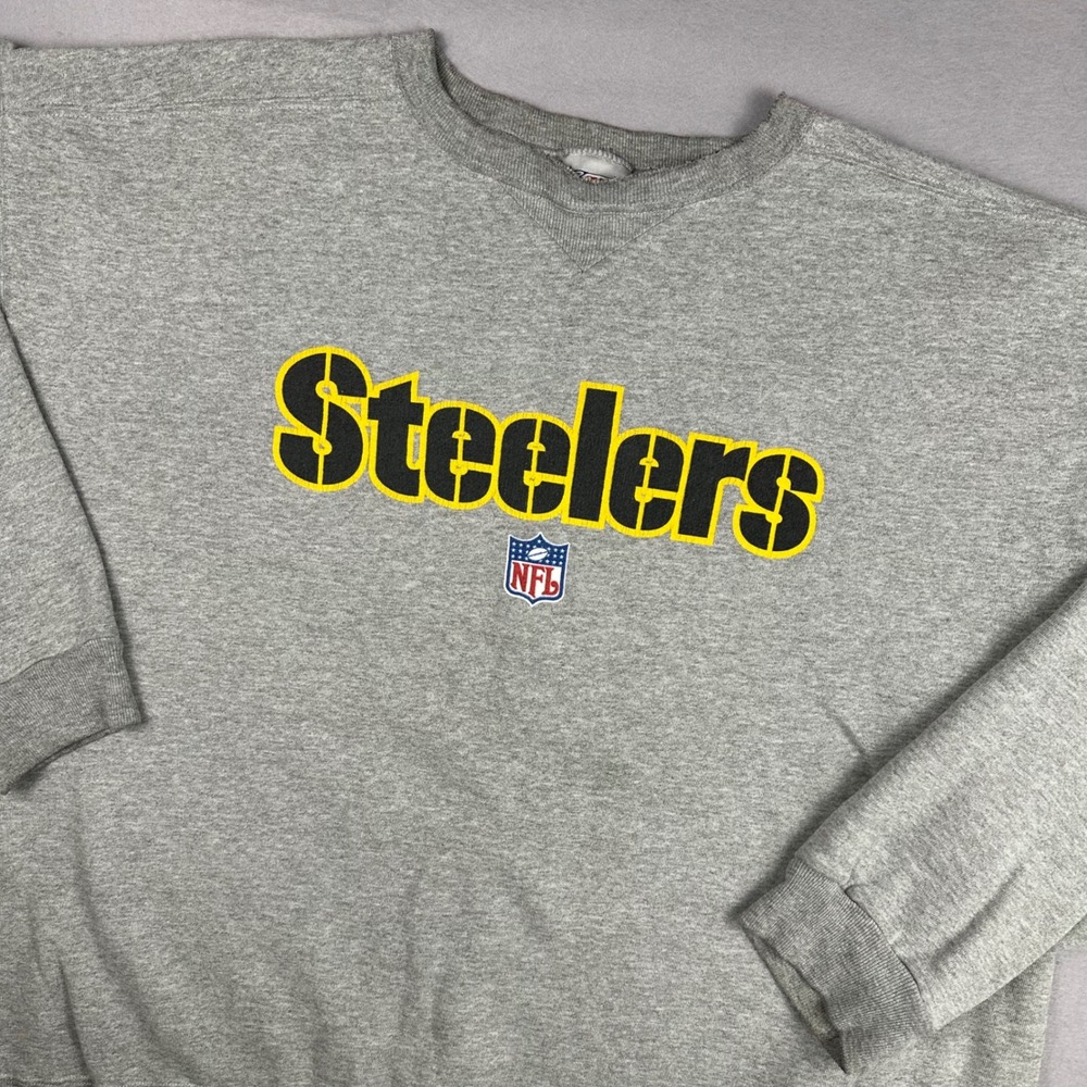 NFL Pittsburgh Steelers Vintage Reebok Sweatshirt Mens XL Gray Crewneck Fleece